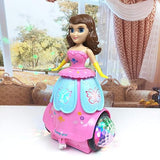 White Whale Musical Toys 360 Degrees Rotating Dancing Princess Doll with 3D Flashing Lights & Sound -Plastic,Pink(Pack of 1)