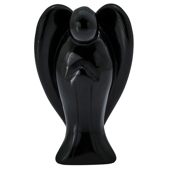 White Whale Black Obsidian Healing Crystal Gemstone Carved Pocket Crystal Guardian Angel Figurines