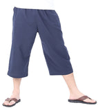 Whitewhale Men Cotton Casual Drawstring Loose Capri Yoga Pants Pyjamas