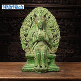 Whitewhale Brass Ivata Arya Tara Adorning a Throne Depicting Motherhood for Lord Buddha