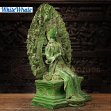 Whitewhale Brass Ivata Arya Tara Adorning a Throne Depicting Motherhood for Lord Buddha