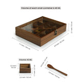 White Whale Spice Box With 12 Containers & Spoon In Sheesham Wood