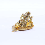 White Whale Metal Lord Ganesha On Leaf with Diya Idol for Pooja Room Showpiece for Room,Office & Table,car and Gift for Have Anniversaries, Birthday.