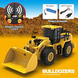 White Whale Remote Control Bulldozer Rechargeable 6 Channel Full Functional Rc Truck Tractor 2.4G Toy Construction Truck with Lights & Sound