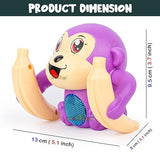 White Whale Dancing Musical Toy for Kids Baby Tumbling Rolling Monkey Doll Toy with Voice Control Sensor Light Music Rotating Arm Sound Toy - Made in India Random Color Dispatch