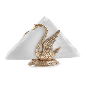 White Whale Metal Handicrafts Decorative Golden Swan Duck Shape Napkin Holder Dining Tableware Handmade Handicrafts showpiece Gifts