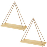 White Whale Wooden Hanging Swing Rope Floating Shelves 17-Inch (Set of 2)