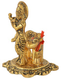 White Whale Metal Kamdhenu Cow with Krishna Statue for Home Decor/vastu Showpiece (Gold)