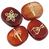 White Whale 4 pcs Engraved Tarot Symbol Palm Stones Reiki Balancing