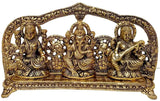 White Whale Metal Laxmi Ganesh Saraswati Idol, 14 cm x 26 cm x 5 cm, Gold