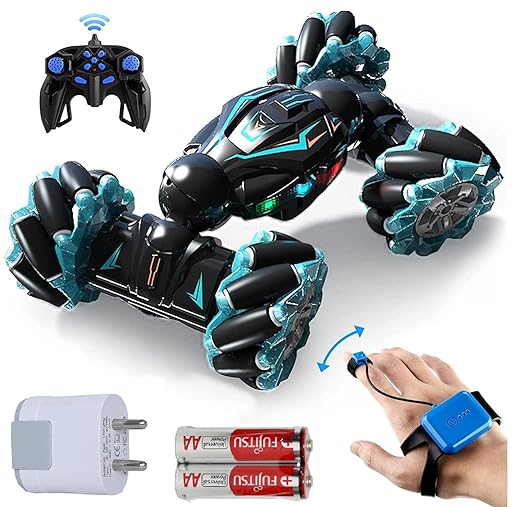 White Whale Remote Control Stunt Car Toy, Watch and Gesture Remote Control, 2.4G Remote Control Technology,Gesture Control,Free Charger and 2 Alkaline Batteries Worth ?500