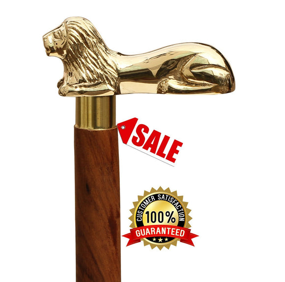 White Whale LION Walking Stick - Men Derby Canes and Wooden Walking Stick for Men and Women - 37