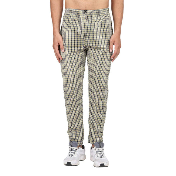 Whitewhale Men's Yellow Cotton Checkered Trouser & Pyjama