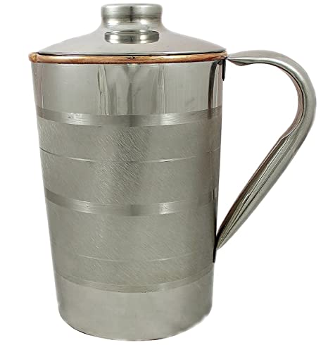 White Whale Pure Copper Luxury Jug  (Outside Steel Jug ) capacity 2100 ml.