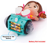 White Whale 360 degree rotating musical dancing girl doll activity play center toy with flashing lights and bump and go action for kids early learning and educational