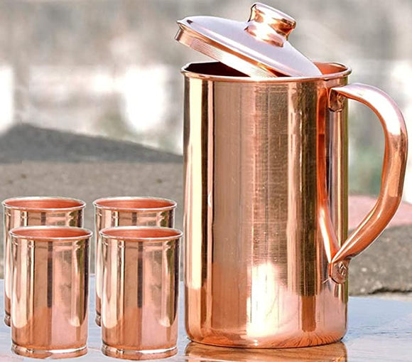 White Whale  Pure Copper Luxury Jug  with glasses, capacity 1600 ml