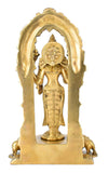 White Whale Standing Goddess Lakshmi with Prabhavali - Brass Statue for Home Decor Mandir Pooja