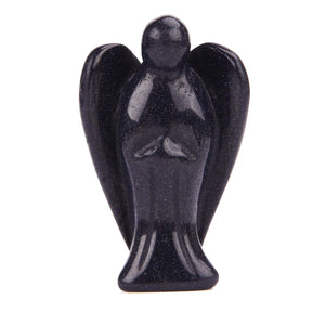 White Whale Blue Sandstone Healing Crystal Gemstone Carved Pocket Crystal Guardian Angel Figurines
