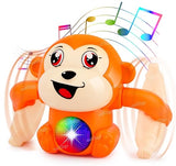 White Whale Dancing Musical Toy for Kids Baby Tumbling Rolling Monkey Doll Toy with Voice Control Sensor Light Music Rotating Arm Sound Toy - Made in India Random Color Dispatch