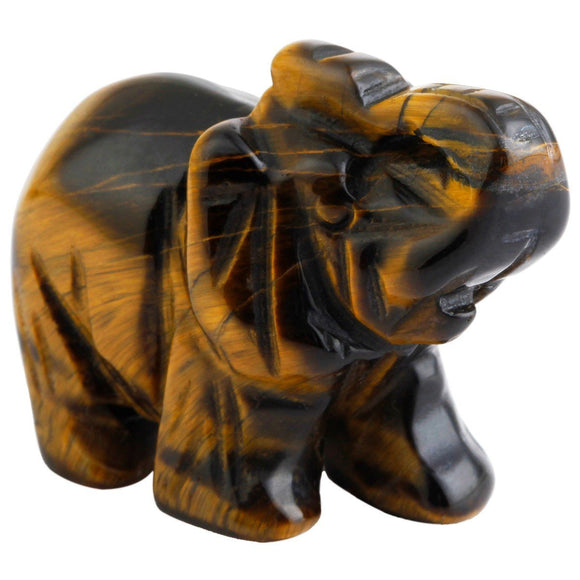 Whitewhale Healing Crystal Guardian Tiger's Eye Elephant Pocket Stone Figurines Carved Gemstone