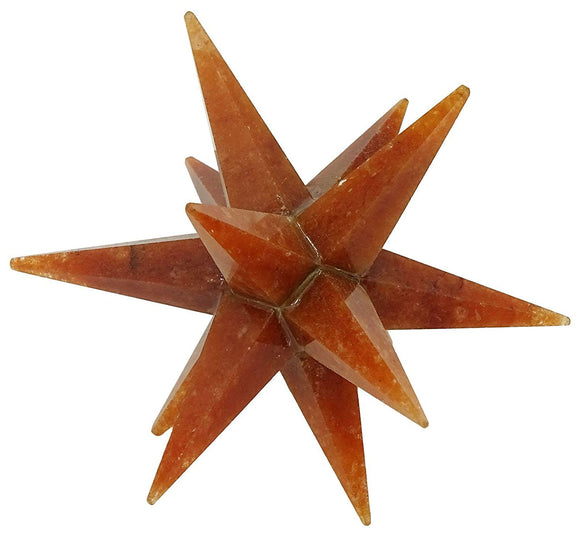 White Whale Orange Aventurine Reiki Healing Crystal Energy Generator 12 Point Star Merkaba Sacred Geometry