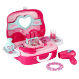 White Whale Children Pink Color Beauty Makeup Kit Pretend Play Cosmetic Set Suitcase with Makeup Accessories for Children Toy Kids Role Games Tools Accessories Portable Suitcase