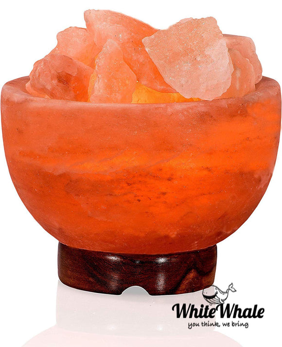 White Whale Fire Bowl Shape Himalayan Rock Salt Crystals Lamp Natural Salt Crystals Home Decor Spa Office (3-5 KG)
