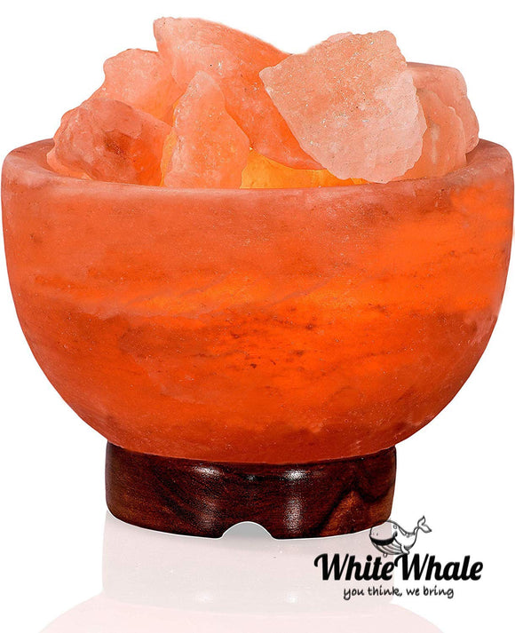 White Whale Fire Bowl Shape Himalayan Rock Salt Crystals Lamp Natural Salt Crystals Home Decor Spa Office (2-3 KG)