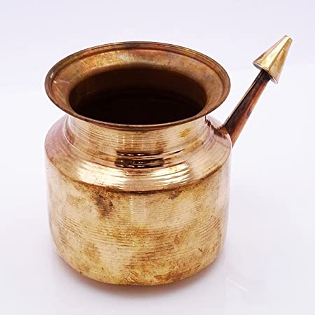 White Whale Pure Copper Ramjhara Prayer Kalash Neti Lota Traditional Hindu Pooja Item Pot