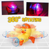 White Whale Dancing Duck Spinning Stunt Duck 360 Rotating DiscoBall Baby Crawling Toy Colorful Musical Sound & Light Toys for Kids Birthday Gift