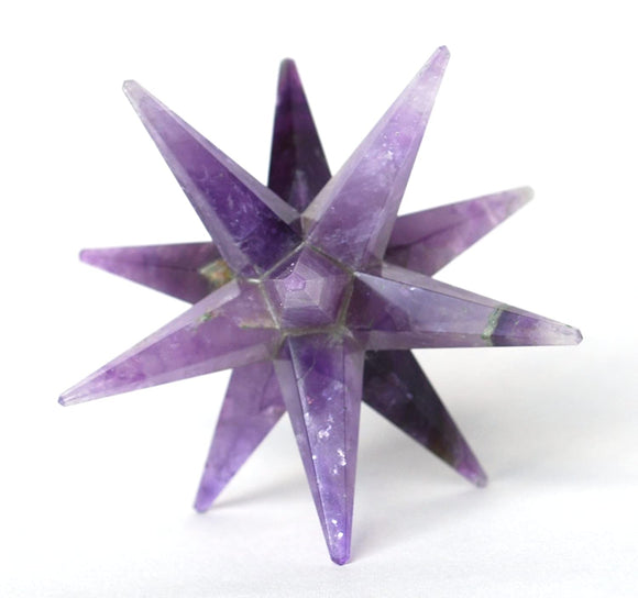 White Whale Amethyst Reiki Healing Crystal Energy Generator 12 Point Star Merkaba Sacred Geometry