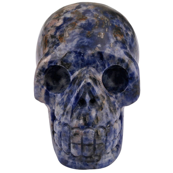 White Whale Healing Crystal Stone Sodalite Human Reiki Skull Figurine Statue Sculptures