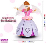 White Whale 360 Degree Rotating Dancing Angel Doll Princess Musical Girl Flashing Lights with Music Sound Toy for Kids (Purple Angle Doll)