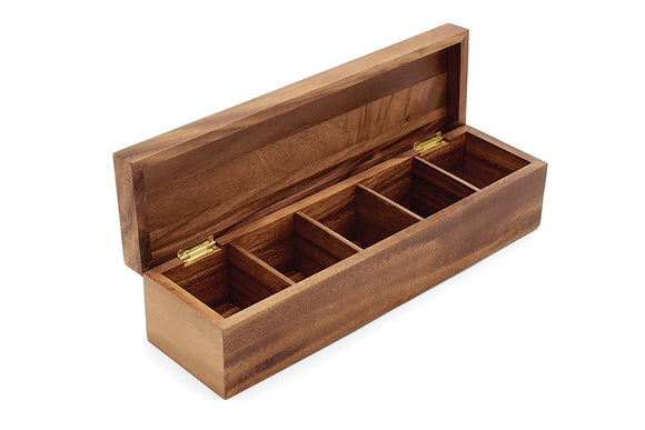 Whitewhale  Wooden Tea Box Tea Chest Spice Organizer with  Compartment