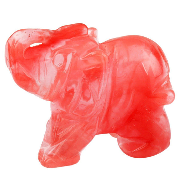 Whitewhale Healing Crystal Guardian Cherry Quartz Elephant Pocket Stone Figurines Carved Gemstone