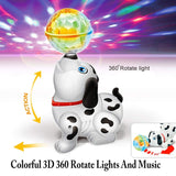 White Whale Cute Dancing Dog Toy with Reflected 3D Lights and Wonderful Music Battery Operated - Multi Color