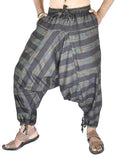 Whitewhale Mens Cotton Stripe Harem Pants Pockets Yoga Trousers Hippie