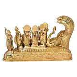 White Whale Vishnu Parivar (Vishnu, Shiv, Brahma, Laxmi, Saraswati, Yama, Garud, Narad, Naag Devi) Brass Idol Showpiece 8"inch