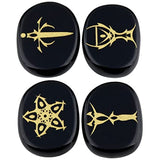 White Whale 4 pcs Engraved Tarot Symbol Palm Stones Reiki Balancing