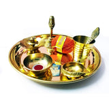 White Whale Indian Special Brass Pooja Thali Set for Pooja Decorative Complete Occasional