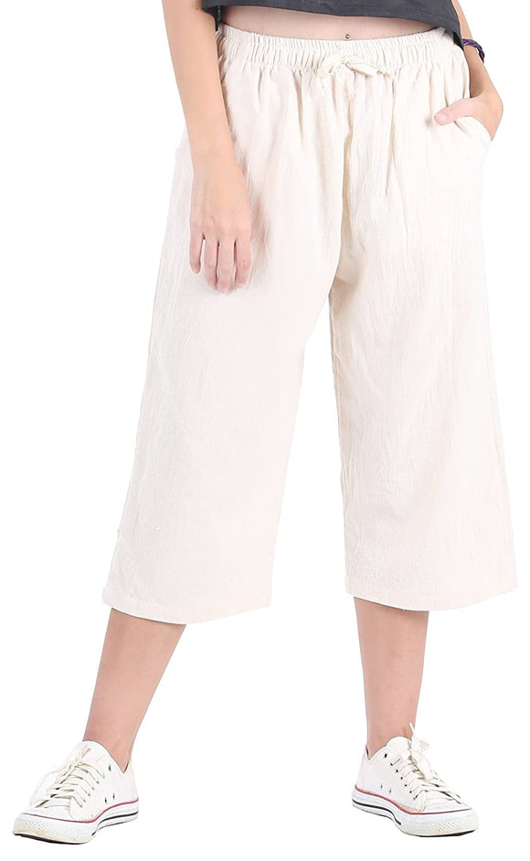 Buy MAGNIVITMens Linen Cotton Capri Pants Loose Fit Elastic Waist Wide Leg  Baggy Harem Pants Online at desertcartINDIA