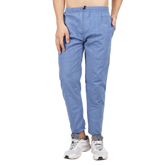 Whitewhale Men's Blue Cotton Checkered Trouser & Pyjama