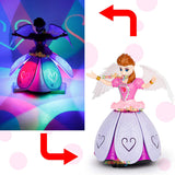 White Whale 360 Degree Rotating Dancing Angel Doll Princess Musical Girl Flashing Lights with Music Sound Toy for Kids (Purple Angle Doll)