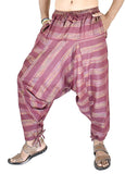 Whitewhale Mens Cotton Stripe Harem Pants Pockets Yoga Trousers Hippie