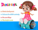 White Whale 360 degree rotating musical dancing girl doll activity play center toy with flashing lights and bump and go action for kids early learning and educational