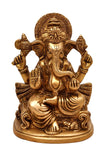 White Whale Brass Hindu God Lord Ganesha Bhagwan Lord Ganesha Idol Statue Murti 5" inch