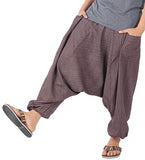 Whitewhale Mens Stripe Cotton Summer Baggy Boho Aladdin Hippie Yoga Harem Pants