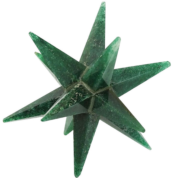 White Whale Green Aventurine Reiki Healing Crystal Energy Generator 12 Point Star Merkaba Sacred Geometry