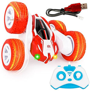 White Whale RC Racing Stunt Car Toy Remote Control 2.4Ghz 360° Rotating Double Flip USB Rechargeable Kids Toy Cars for Boys & Girls Birthday Return Gift (Pack of 1) Random Color Dispatch