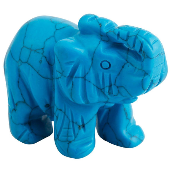 Whitewhale Healing Crystal Guardian Blue Howlite Turquoise Elephant Pocket Stone Figurines Carved Gemstone